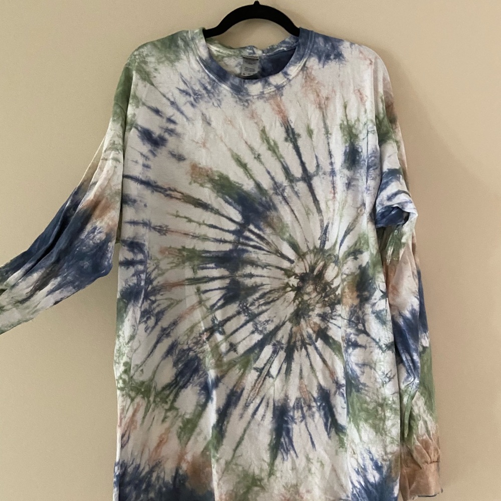 New unisex spiral tie dye long sleeve shirt
